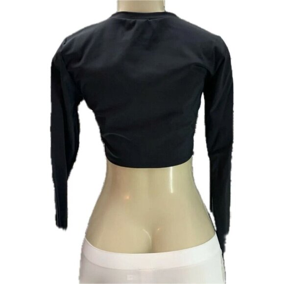 Spyder XL Black Laser Cut Detail Long Sleeve UV Protection Crop Rash Guard - Picture 3 of 7